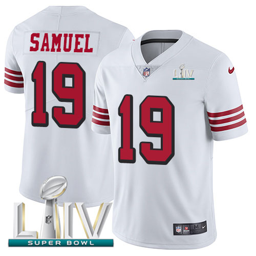 San Francisco 49ers Nike #19 Deebo Samuel White Super Bowl LIV 2020 Rush Youth Stitched NFL Vapor Untouchable Limited Jersey